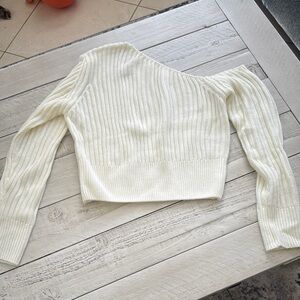 Elegant Cream Off-Shoulder Sweater